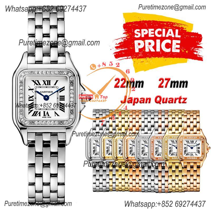 Special Prices 22mm 27mm Panthère Japan Quartz Womens Watch Diamonds Bezel White Dial Stainless Steel Bracelet