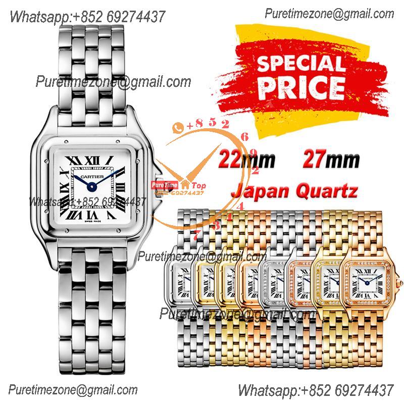 Special Prices 22mm 27mm Panthère Japan Quartz Womens Watch  White Dial Stainless Steel Bracelet