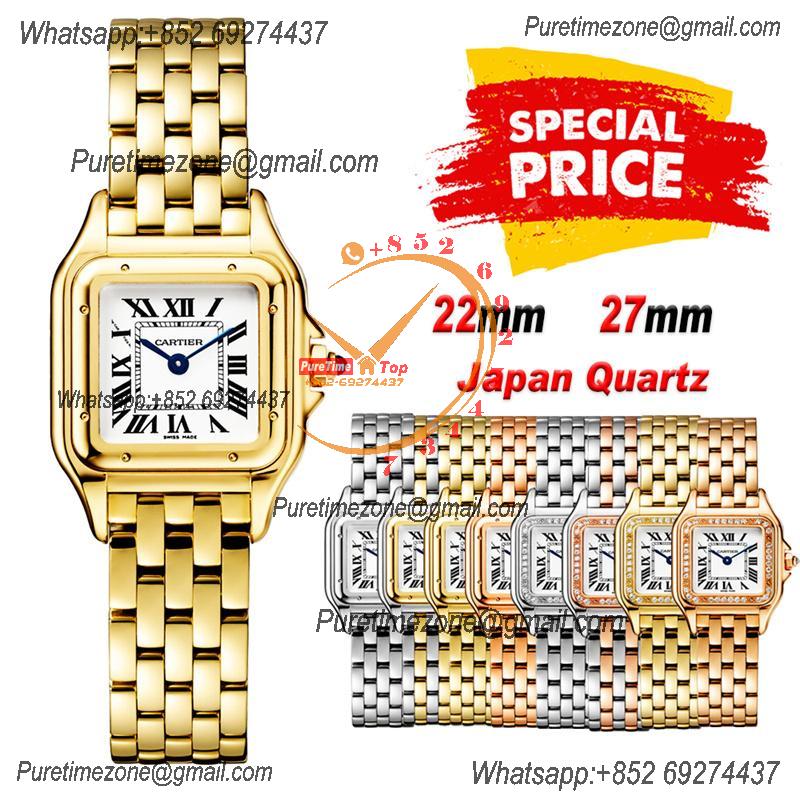 Special Prices 22mm 27mm Panthère Japan Quartz Womens Watch YG White Dial Stainless Steel Bracelet