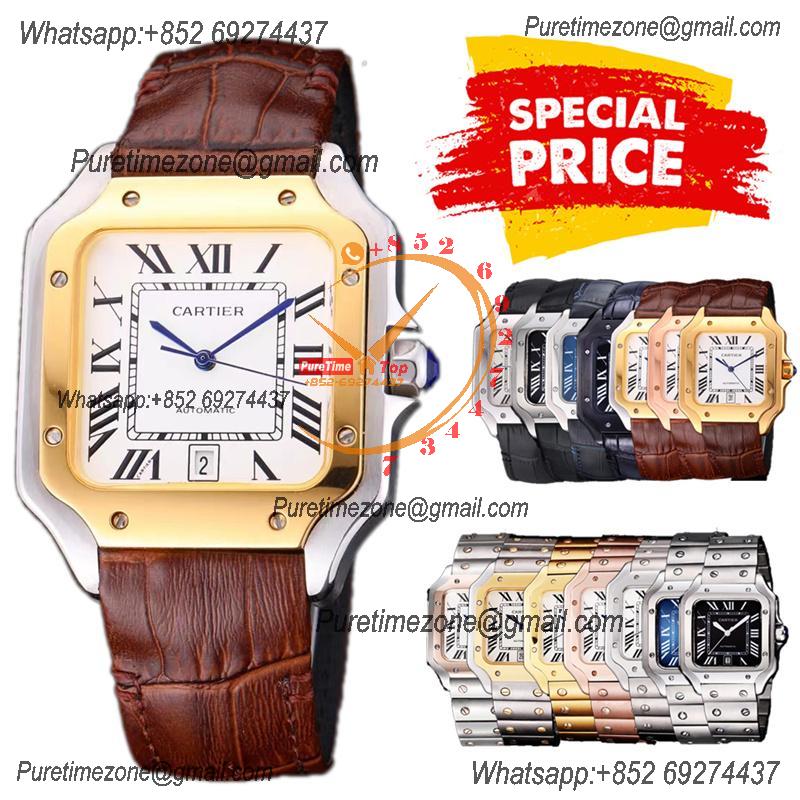 Special Prices Santos Lager Model 40mm A21j Automatic Mens Watch YG White Dial Brown Leather Strap CHS