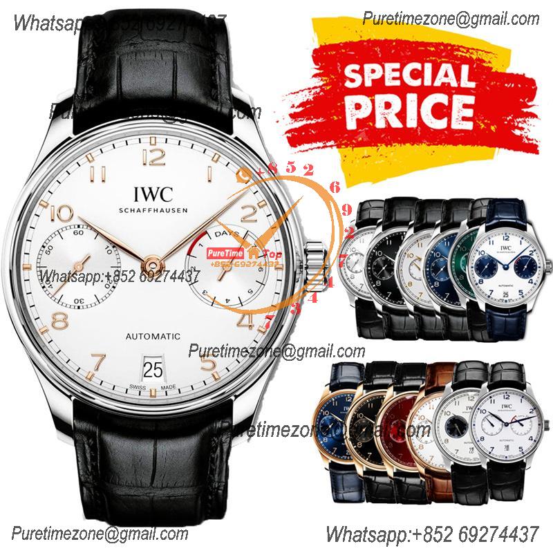 Special Prices Portugieser A21j Automatic Power Reserve Mens Watch Steel Case White Dial Leather Strap CHS