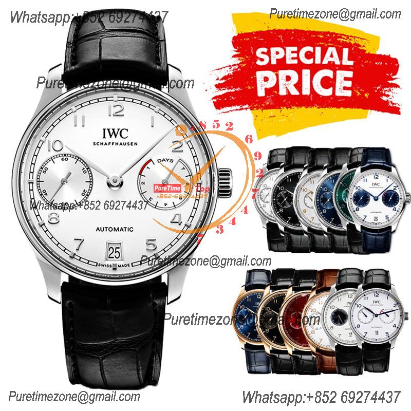 Special Prices Portugieser A21j Automatic Power Reserve Mens Watch Steel Case White Dial Leather Strap CHS