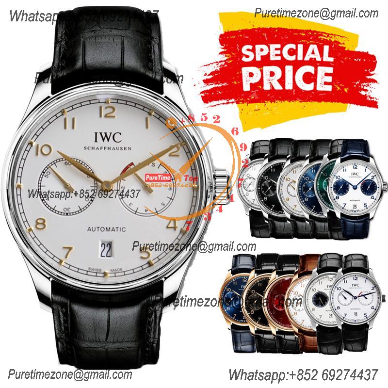 Special Prices Portugieser A21j Automatic Power Reserve Mens Watch Steel Case White Dial Leather Strap CHS