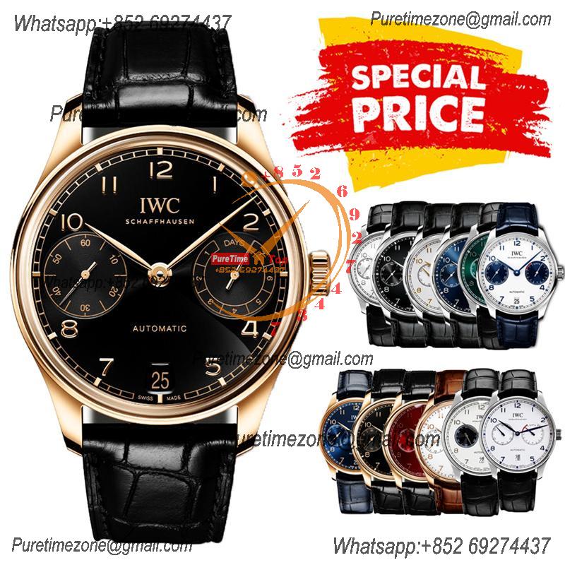 Special Prices Portugieser A21j Automatic Power Reserve Mens Watch RG Black Dial Leather Strap CHS