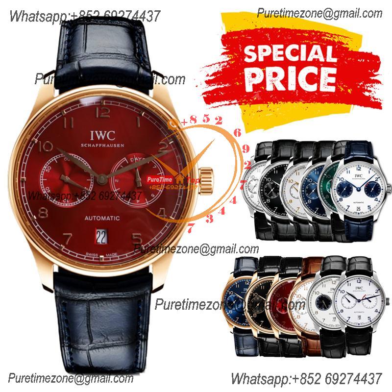 Special Prices Portugieser A21j Automatic Power Reserve Mens Watch RG Red Dial Leather Strap CHS