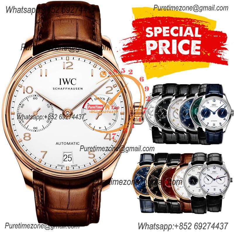 Special Prices Portugieser A21j Automatic Power Reserve Mens Watch RG White Dial Leather Strap CHS