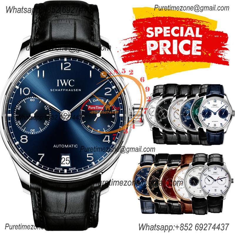 Special Prices Portugieser A21j Automatic Power Reserve Mens Watch SS Blue Dial Leather Strap CHS