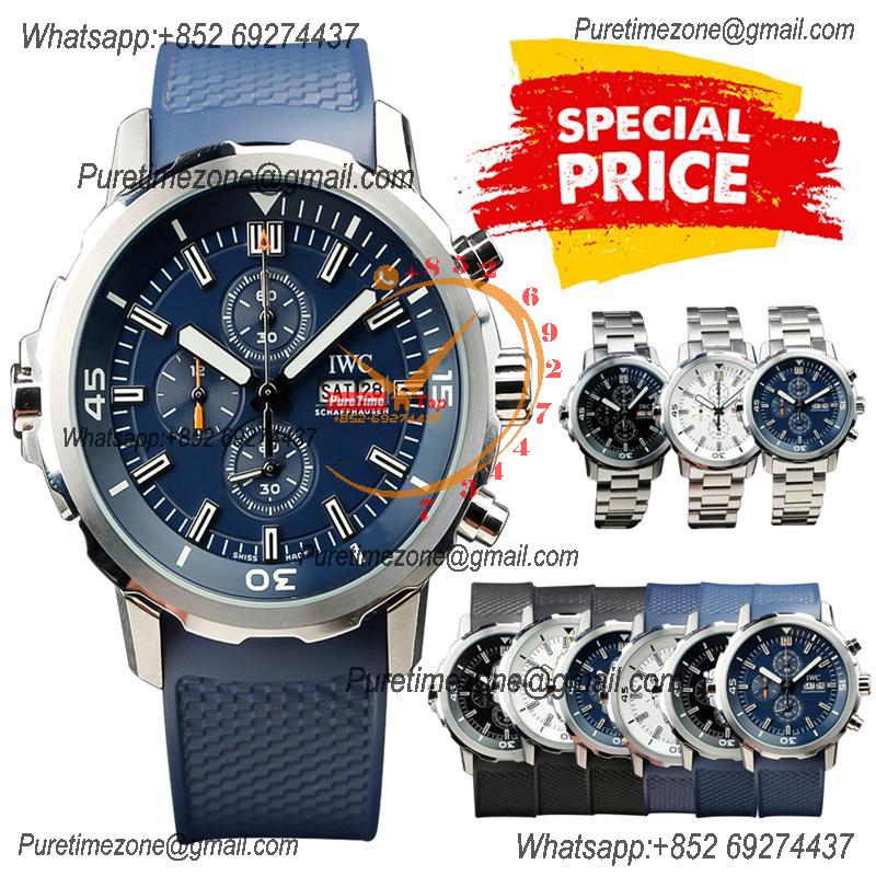 Special Prices Schaffhaseun Aquatimer Japan Quartz Chronograph Mens Watch 44 Steel Case Blue Dial Rubber Strap CHS