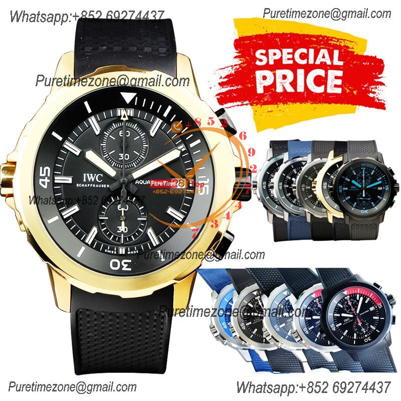 Special Prices Schaffhaseun Aquatimer Japan Quartz Chronograph Mens Watch 40 RG Black Dial Rubber Strap CHS