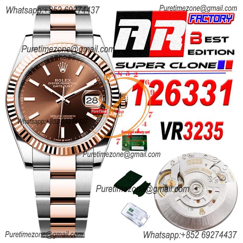 Datejust 126331 41 VR3235 Automatic Mens Watch Best Edition ARF RG Brown Dial On 904L Oyster SS Bracelet CHS