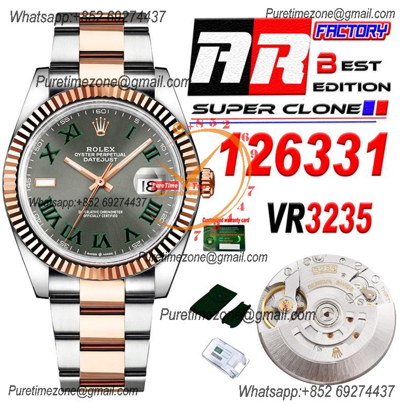 Datejust 126331 41 VR3235 Wimbledon Automatic Mens Watch Best Edition ARF RG Gray Dial On 904L Oyster SS Bracelet CHS