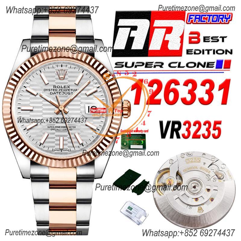 Datejust 126331 41 VR3235 Automatic Mens Watch Best Edition ARF RG Fluted Silver Dial On 904L Oyster SS Bracelet CHS