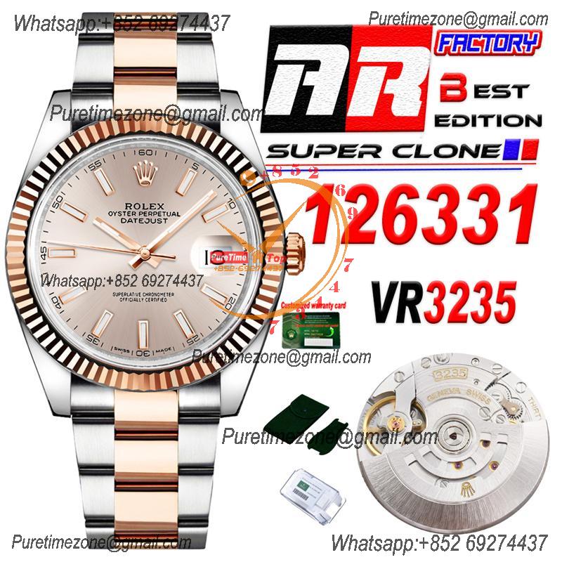 Datejust 126331 41 VR3235 Automatic Mens Watch Best Edition ARF RG Rose Gold Dial On 904L Oyster SS Bracelet CHS