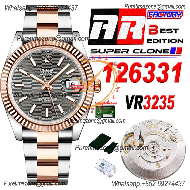 Datejust 126331 41 VR3235 Automatic Mens Watch Best Edition ARF RG Fluted Gray Dial On 904L Oyster SS Bracelet CHS