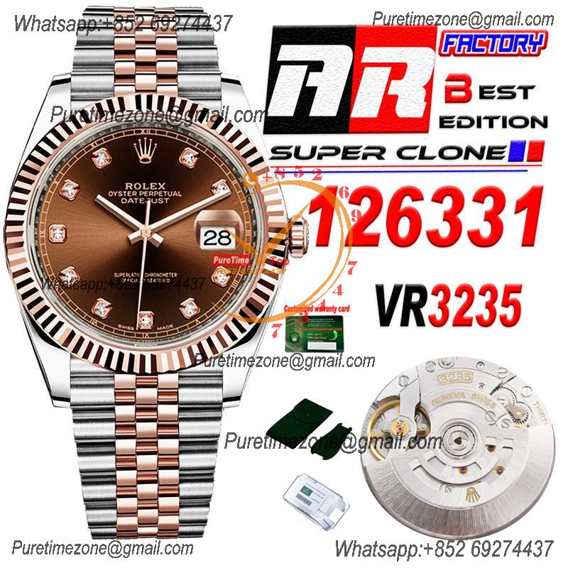 Datejust 126331 41 VR3235 Automatic Mens Watch Best Edition ARF RG Brown Dial On 904L Jubilee SS Bracelet CHS