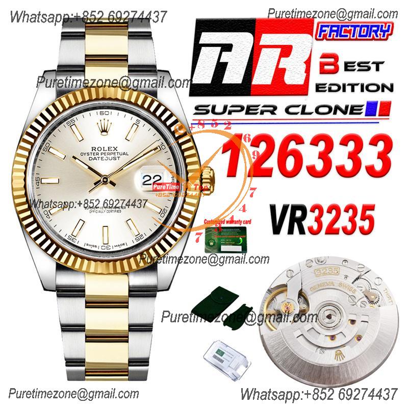 Datejust 126333 41 VR3235 Automatic Mens Watch Best Edition ARF YG Silver Dial On 904L Oyster SS Bracelet CHS