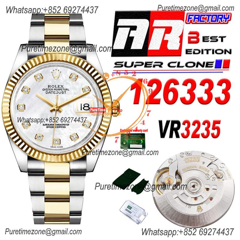 Datejust 126333 41 VR3235 Automatic Mens Watch Best Edition ARF YG MOP Dial On 904L Oyster SS Bracelet CHS