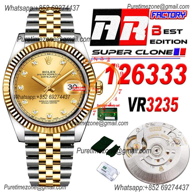 Datejust 126333 41 VR3235 Automatic Mens Watch Best Edition ARF YG Gold Dial On 904L Jubilee SS Bracelet CHS