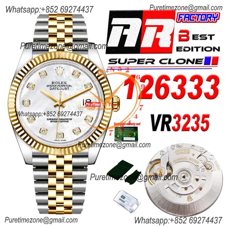 Datejust 126333 41 VR3235 Automatic Mens Watch Best Edition ARF YG MOP Dial On 904L Jubilee SS Bracelet CHS