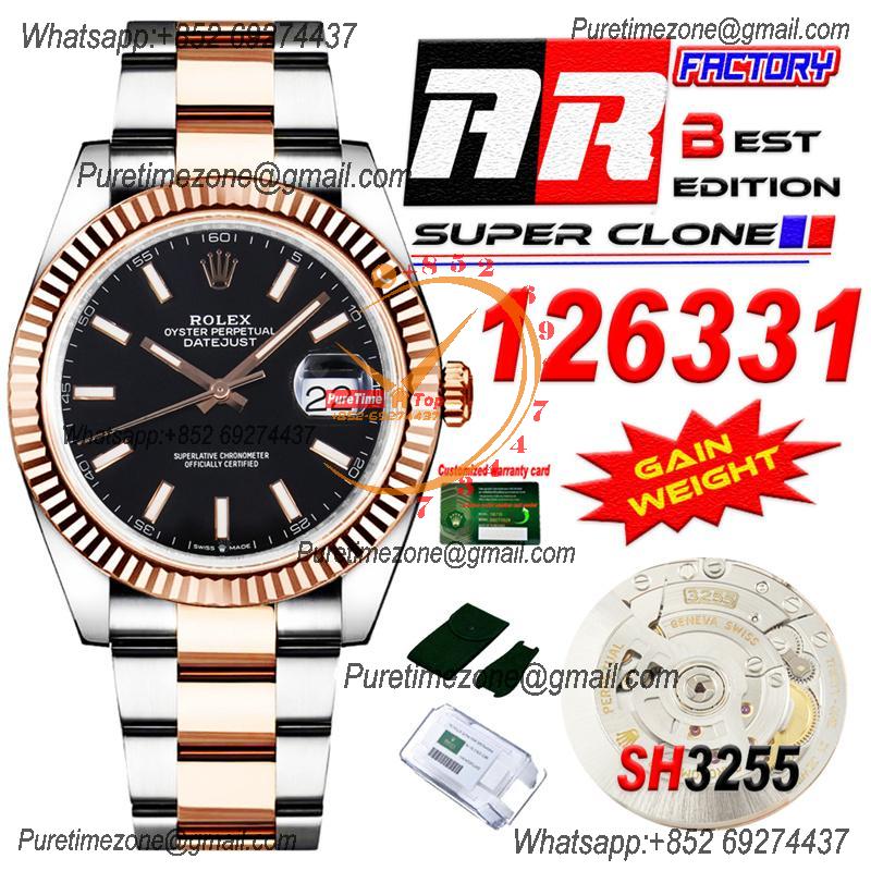 Datejust 126331 41 SH3235 Automatic Mens Watch Best Edition ARF RG Black Dial 904L Oyster Bracelet (Gain Weight）