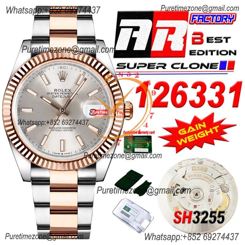 Datejust 126331 41 SH3235 Automatic Mens Watch Best Edition ARF RG Silver Dial 904L Oyster Bracelet (Gain Weight）