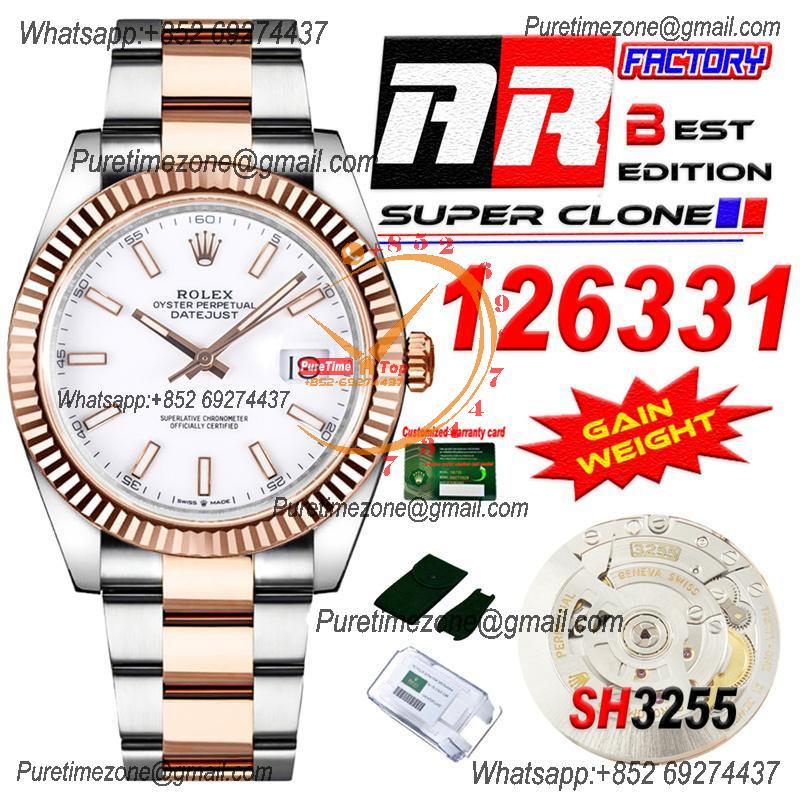 Datejust 126331 41 SH3235 Automatic Mens Watch Best Edition ARF RG White Dial 904L Oyster Bracelet (Gain Weight）