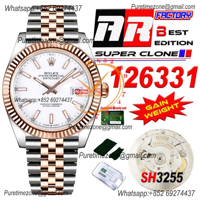 Datejust 126331 41 SH3235 Automatic Mens Watch Best Edition ARF RG White Dial 904L Jubilee Bracelet (Gain Weight）