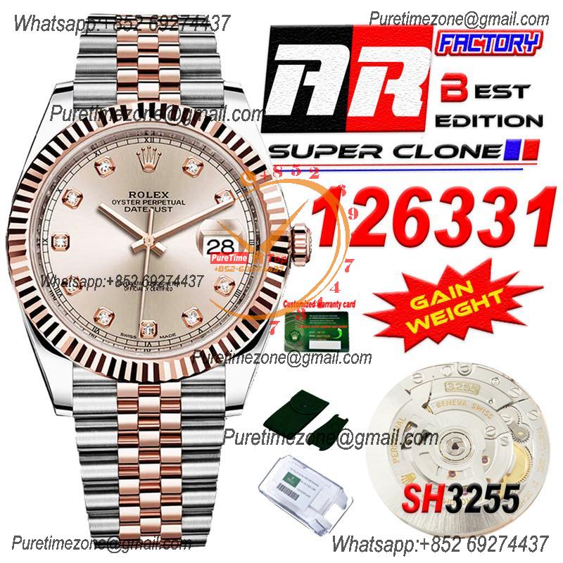 Datejust 126331 41 SH3235 Automatic Mens Watch Best Edition ARF RG Gold Dial 904L Jubilee Bracelet (Gain Weight）