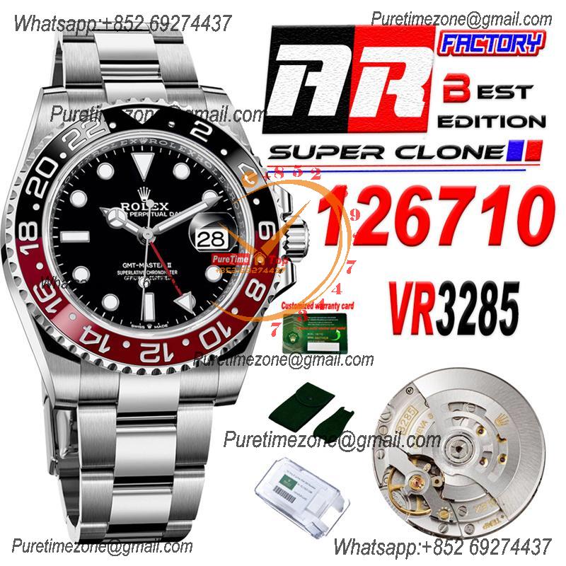 GMT Master II 126710 Cola VR3285 Automatic Mens Watch Best Edition ARF Black Dial 904L Oyster SS Bracelet CHS