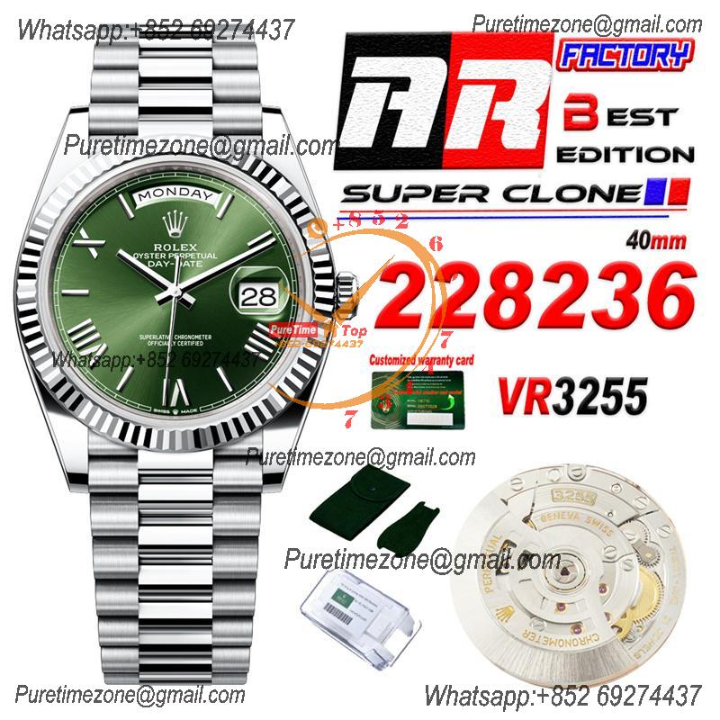 DayDate 40 228236 VR3255 Automatic Mens Watch Best Edition ARF Green Roman Dial President Bracelet CHS