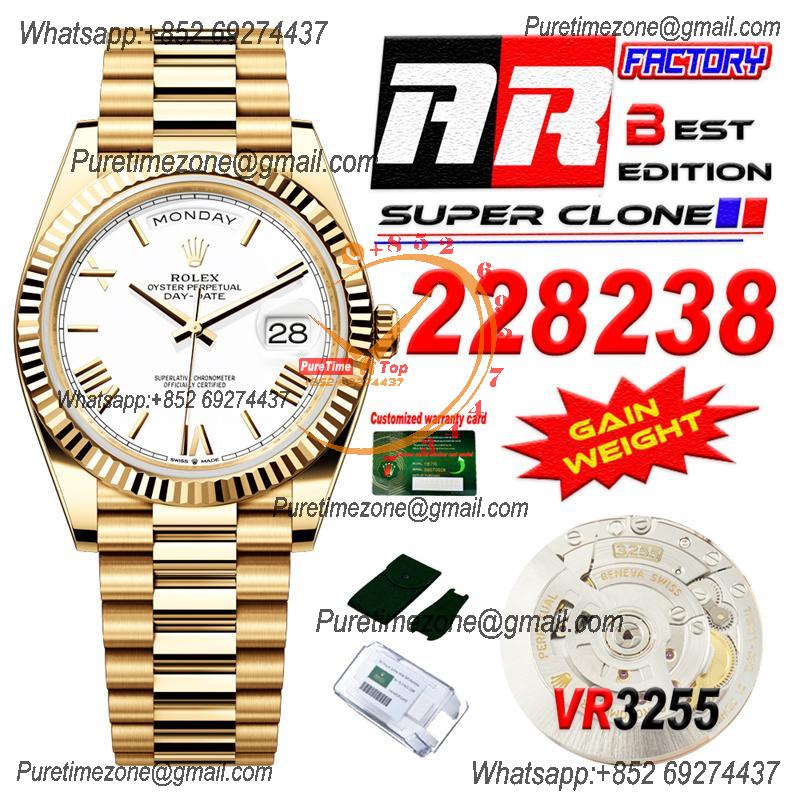 DayDate 40 228238 VR3255 Automatic Mens Watch Best Edition ARF YG Silver Dial President Bracelet CHS (Gain Weight)