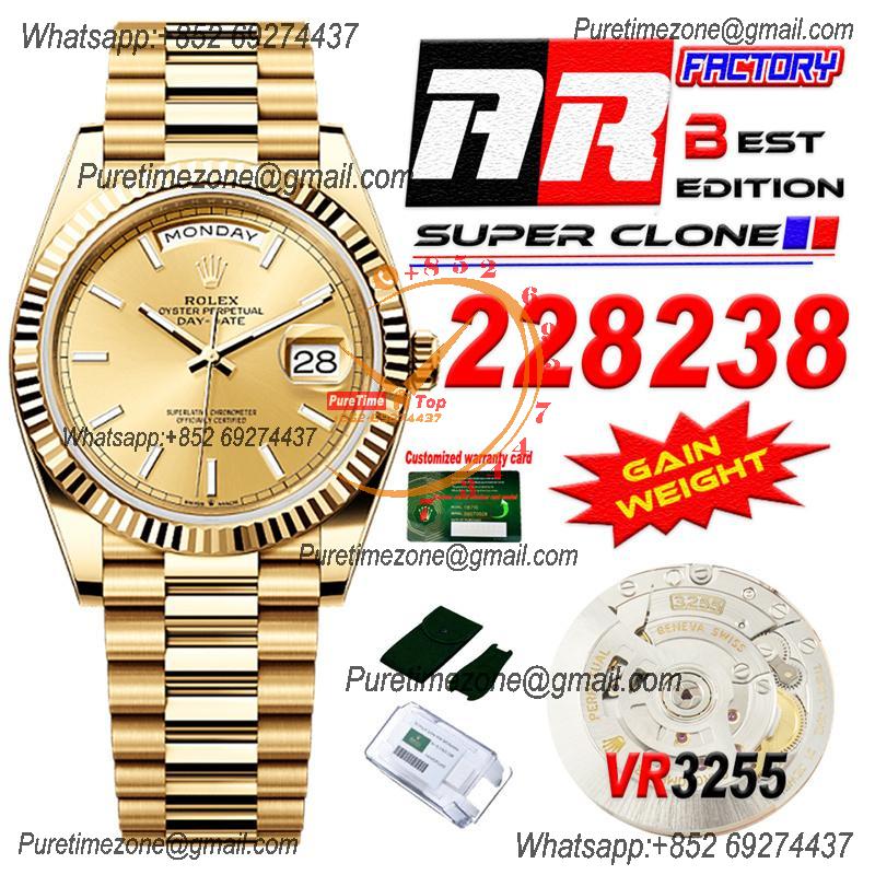 DayDate 40 228238 VR3255 Automatic Mens Watch Best Edition ARF YG Champagne Dial President Bracelet CHS (Gain Weight)