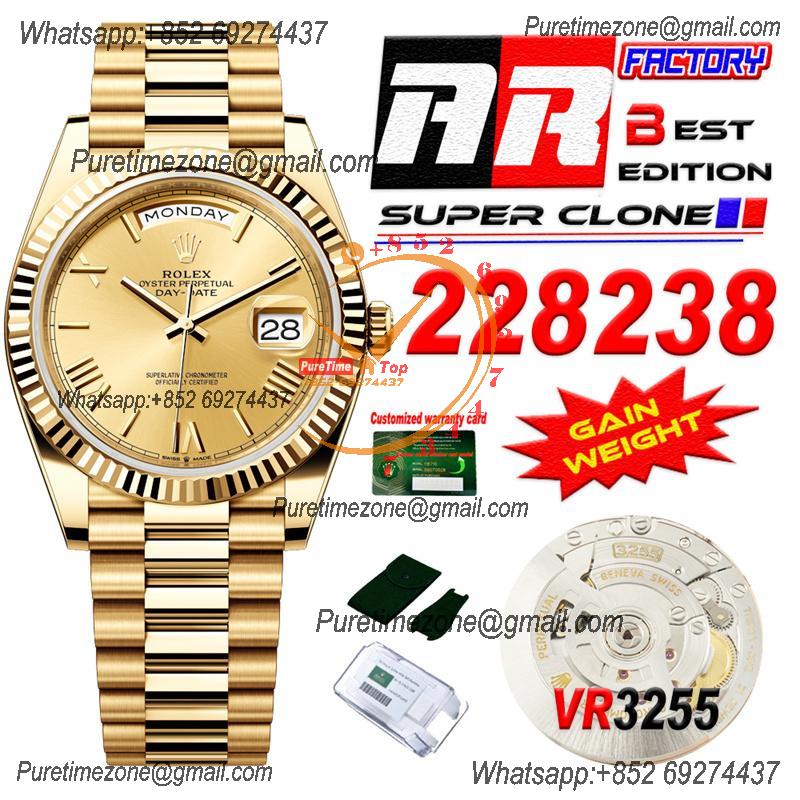 DayDate 40 228238 VR3255 Automatic Mens Watch Best Edition ARF YG Champagne Dial President Bracelet CHS (Gain Weight)