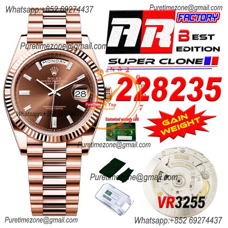 DayDate 40 228235 VR3255 Automatic Mens Watch Best Edition ARF RG Brown Dial President Bracelet CHS (Gain Weight)