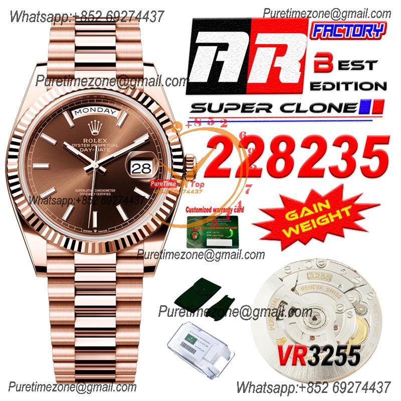 DayDate 40 228235 VR3255 Automatic Mens Watch Best Edition ARF RG Brown Dial President Bracelet CHS (Gain Weight)