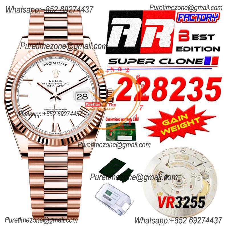 DayDate 40 228235 VR3255 Automatic Mens Watch Best Edition ARF RG White Dial President Bracelet CHS (Gain Weight)