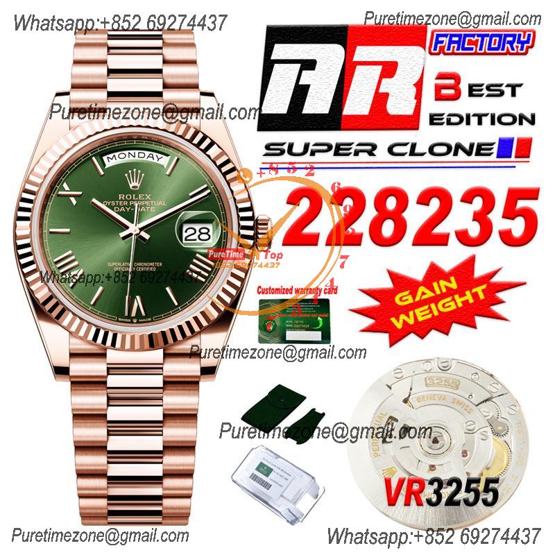 DayDate 40 228235 VR3255 Automatic Mens Watch Best Edition ARF RG Green Dial President Bracelet CHS (Gain Weight)