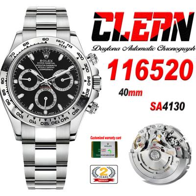 Daytona 116520 SA4130 Automatic Chronograph Mens Watch Best Edition V3 Black Dial 904L Steel Bracelet CHS