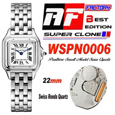 Panthère  Small Model WSPN0006 Ronda Quartz Womens Watch Best Edition AF 22 White Dial Stainless Steel Bracelet Ladies