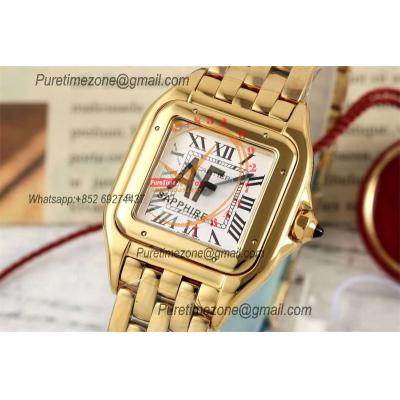 Panthère Small Model WGPN0038 Ronda Quartz Womens Watch Best Edition AF 22 YG White Dial Stainless Steel Bracelet Ladies