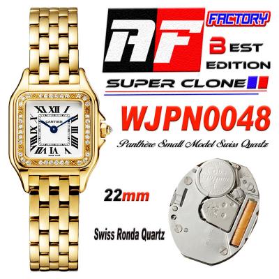 Panthère Small Model WJPN0048 Ronda Quartz Womens Watch Best Edition AF 22 YG Diamond Bezel White Dial SS Bracelet