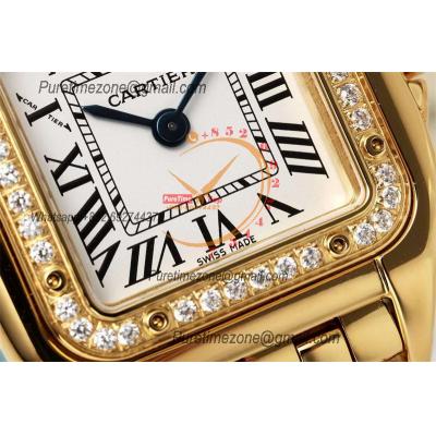 Panthère Small Model WJPN0048 Ronda Quartz Womens Watch Best Edition AF 22 YG Diamond Bezel White Dial SS Bracelet