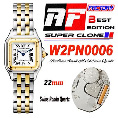 Panthère Small Model W2PN0006 Ronda Quartz Womens Watch Best Edition AF 22 YG White Roman Dial Stainless Steel Bracelet