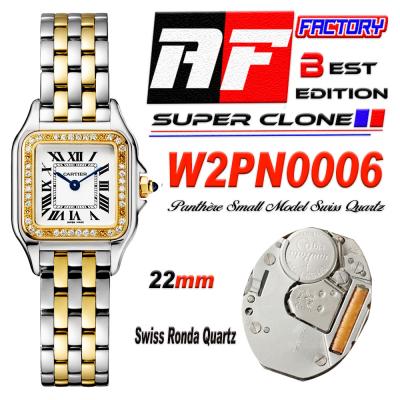 Panthère Small Model W2PN0006  Ronda Quartz Womens Watch Best Edition AF 22 YG Diamonds Bezel White Dial SS Bracelet