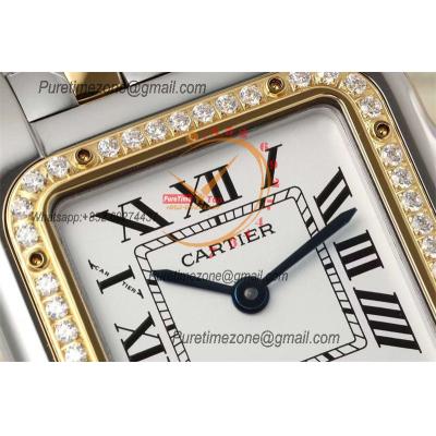 Panthère Small Model W2PN0006  Ronda Quartz Womens Watch Best Edition AF 22 YG Diamonds Bezel White Dial SS Bracelet