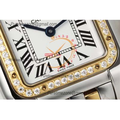 Panthère Small Model W2PN0006  Ronda Quartz Womens Watch Best Edition AF 22 YG Diamonds Bezel White Dial SS Bracelet