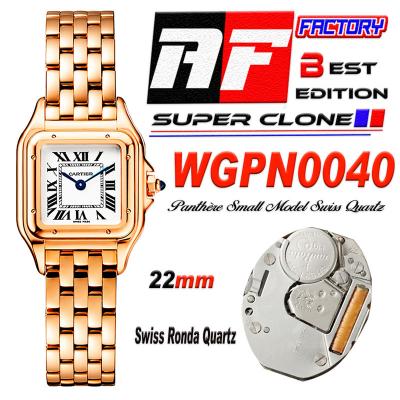 Panthère Small Model WGPN0040 Ronda Quartz Womens Watch Best Edition AF  22mm RG White Dial Stainless Steel Bracelet