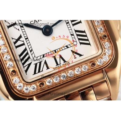 Panthère Small Model WJPN0049 Ronda Quartz Womens Watch Best Edition AF 22mm RG Diamonds Bezel White Dial SS Bracelet