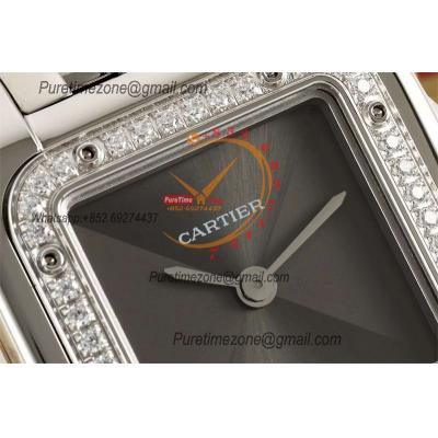 Panthère Small Model WSPN0010 Ronda Quartz Womens Watch Best Edition AF 22 Diamond Bezel Gray Dial SS Bracelet Ladies