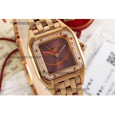 Panthère Small Model WJPN0035 Ronda Quartz Womens Watch Best Edition AF 22mm RG Diamond Bezel Brown Dial SS Bracelet